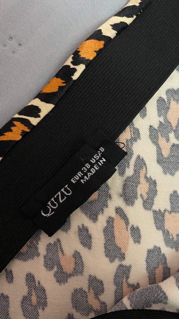 Quzu Leopar Desenli Saten Uzun Etek 38 beden Beli Lastikli - Görsel 5