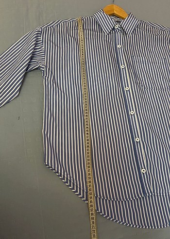 OXXO Mavi Oversize Cepli Çizgili Gömlek 38 beden mavi ve beyaz - Görsel 5