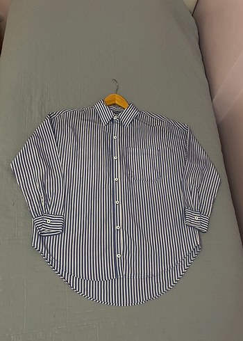 OXXO Mavi Oversize Cepli Çizgili Gömlek 38 beden mavi ve beyaz - Görsel 4