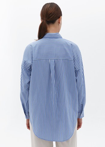 OXXO Mavi Oversize Cepli Çizgili Gömlek 38 beden mavi ve beyaz - Görsel 2