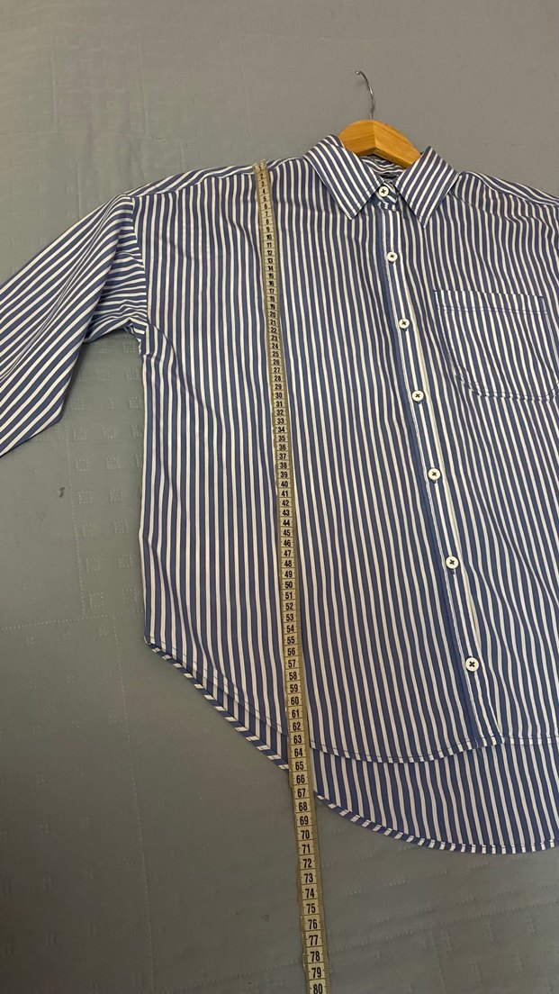 OXXO Mavi Oversize Cepli Çizgili Gömlek 38 beden mavi ve beyaz - Görsel 5