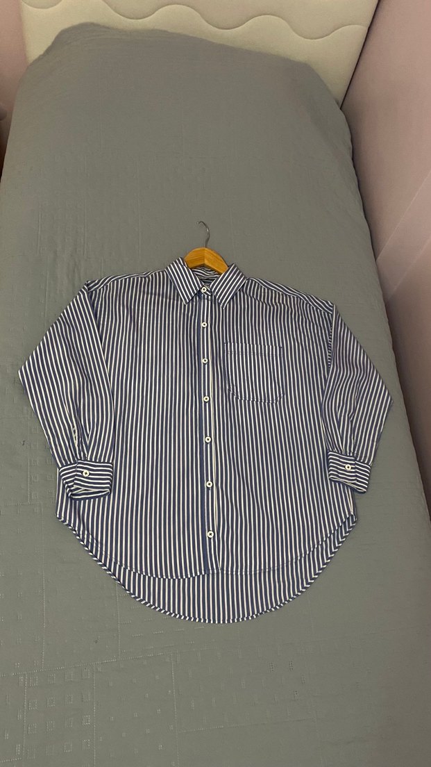 OXXO Mavi Oversize Cepli Çizgili Gömlek 38 beden mavi ve beyaz - Görsel 4