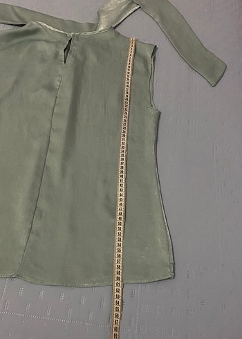 Trendyol  Dik Yaka Saten Bluz mid yeşili 38 beden - Görsel 4