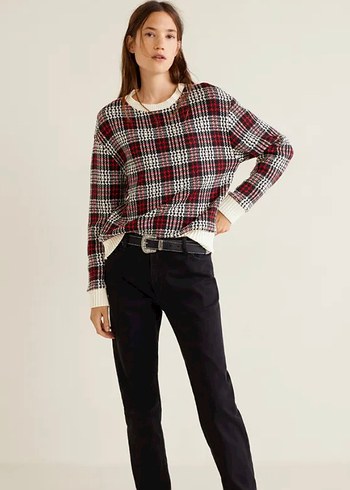 Mango marka, ekoseli desene sahip kazak 36 beden - Görsel 3