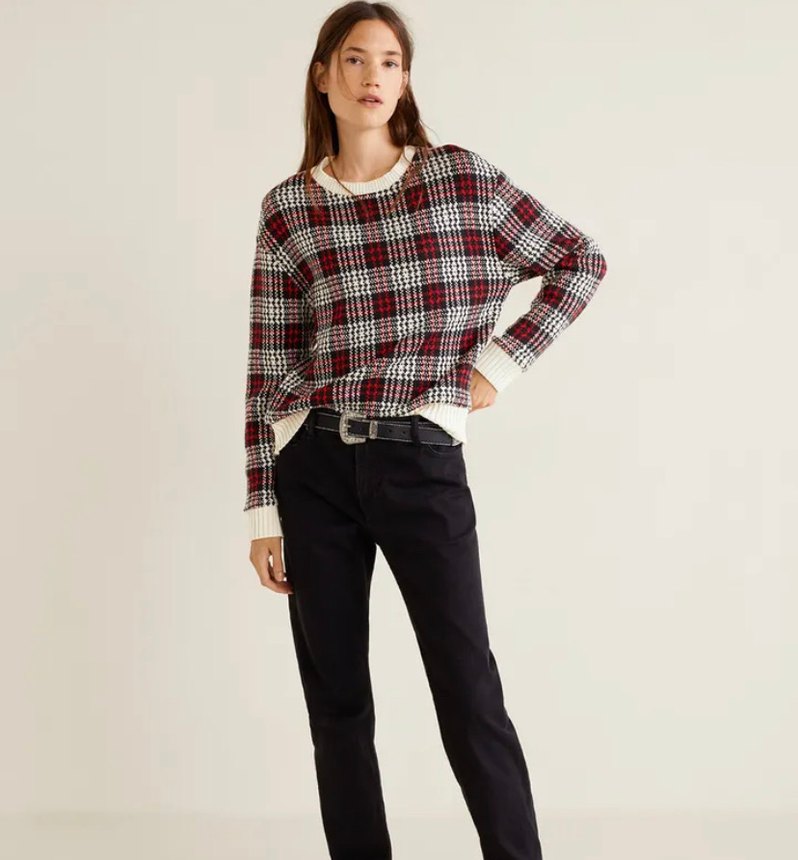 Mango marka, ekoseli desene sahip kazak 36 beden - Görsel 3