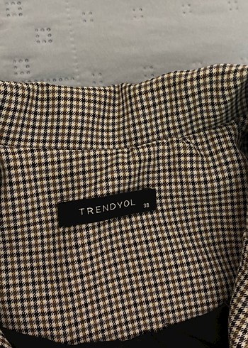 Kadın Gri Ekose Desenli Kruvaze Blazer Ceket - Görsel 6