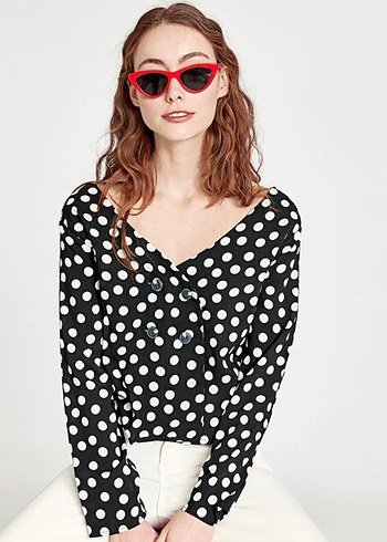 Lc Waikiki Kruvaze Yaka Puantiyeli Bluz Uzun kollu. 38 beden - Görsel 3