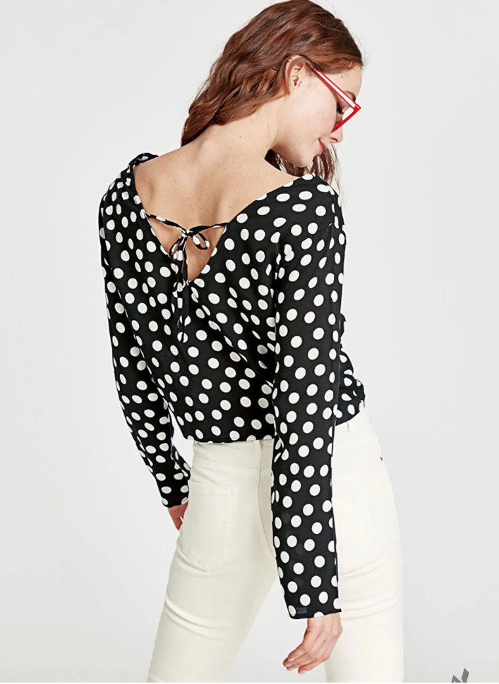 Lc Waikiki Kruvaze Yaka Puantiyeli Bluz Uzun kollu. 38 beden - Görsel 2