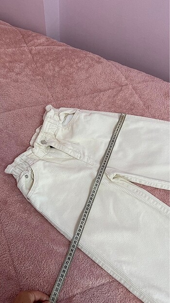 9 Yaş Beden beyaz Renk Koton 9-10 yaş yüksek bel lastikli kadife pantolon
