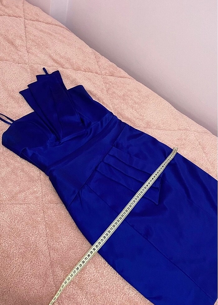 38 beden abiye elbise saks mavisi - Görsel 3