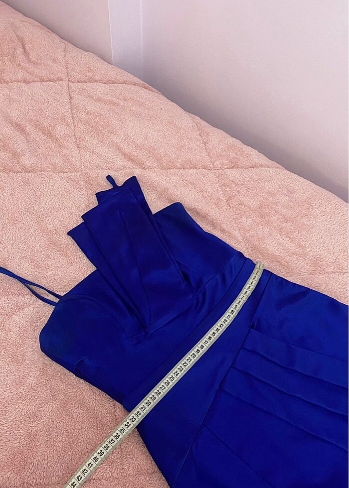 38 beden abiye elbise saks mavisi - Görsel 4