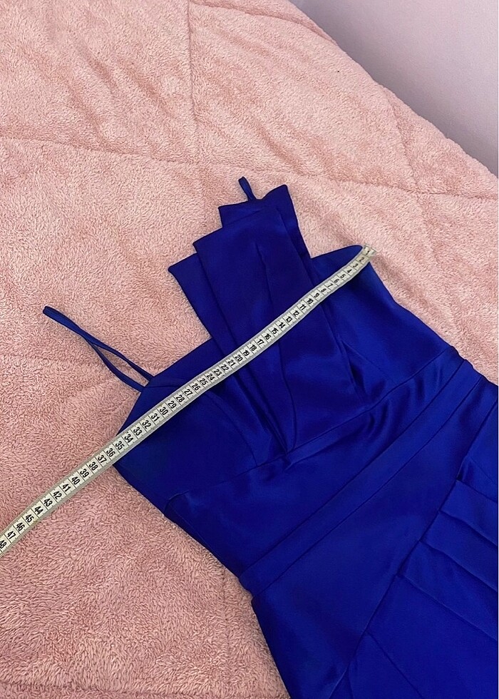 38 beden abiye elbise saks mavisi - Görsel 5