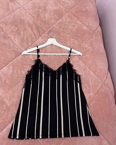 36 beden bluz çizgili dantel detaylı