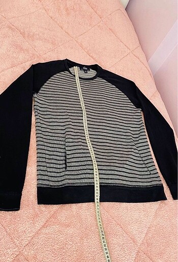 l Beden Mavi 40 beden erkek cepli sweatshirt çizgili