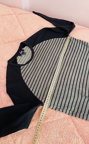 l Beden siyah Renk Mavi 40 beden erkek cepli sweatshirt çizgili