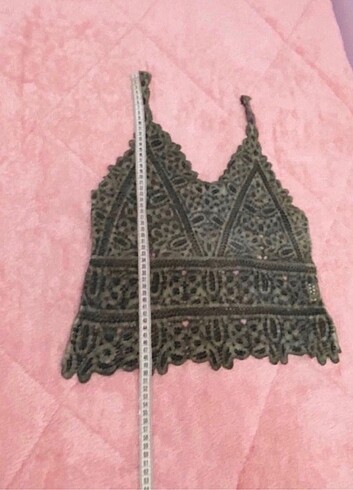 38 Beden haki Renk 38 beden ajurlu crop askılı bluz