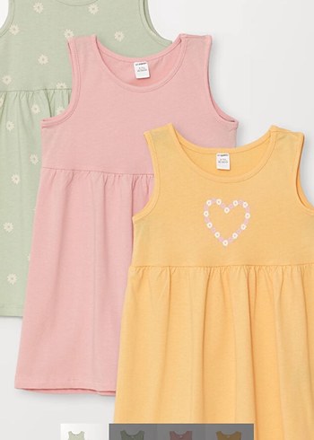 Kız Çocukları için Renkli Pamuklu Elbiseler - Görsel 2