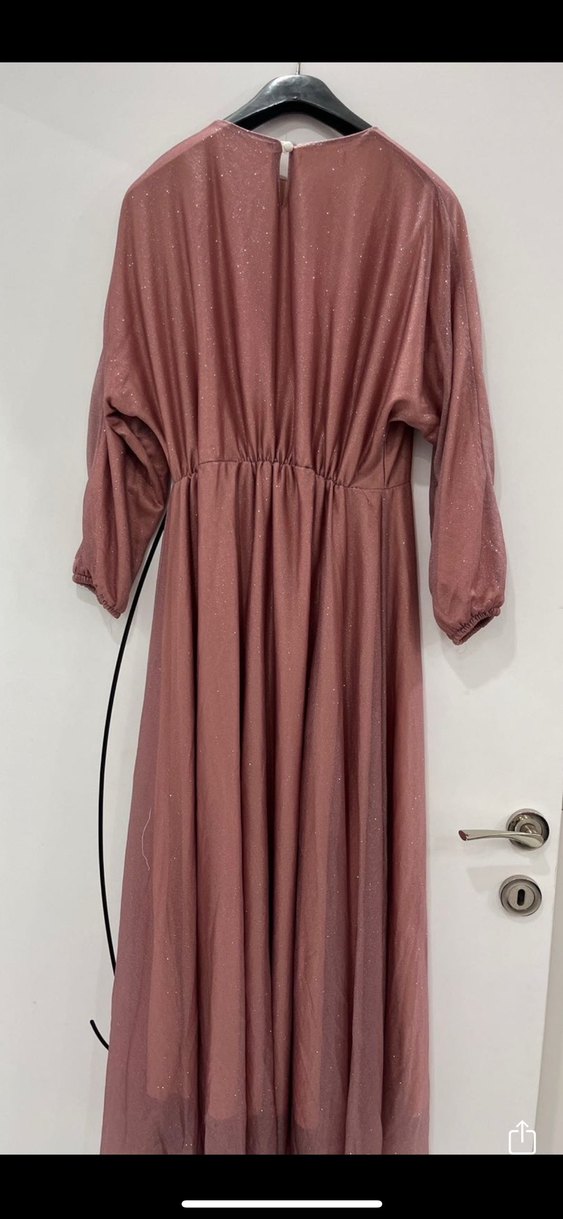 Pembe Drapeli Uzun Bohem Elbise - Görsel 3