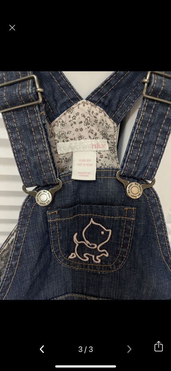 Kız Çocuk Nakışlı Kot Salopet Elbise - Görsel 2