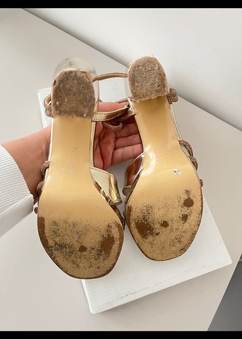 Altın Renkli Platform Topuklu Kadın Ayakkabı - Görsel 5