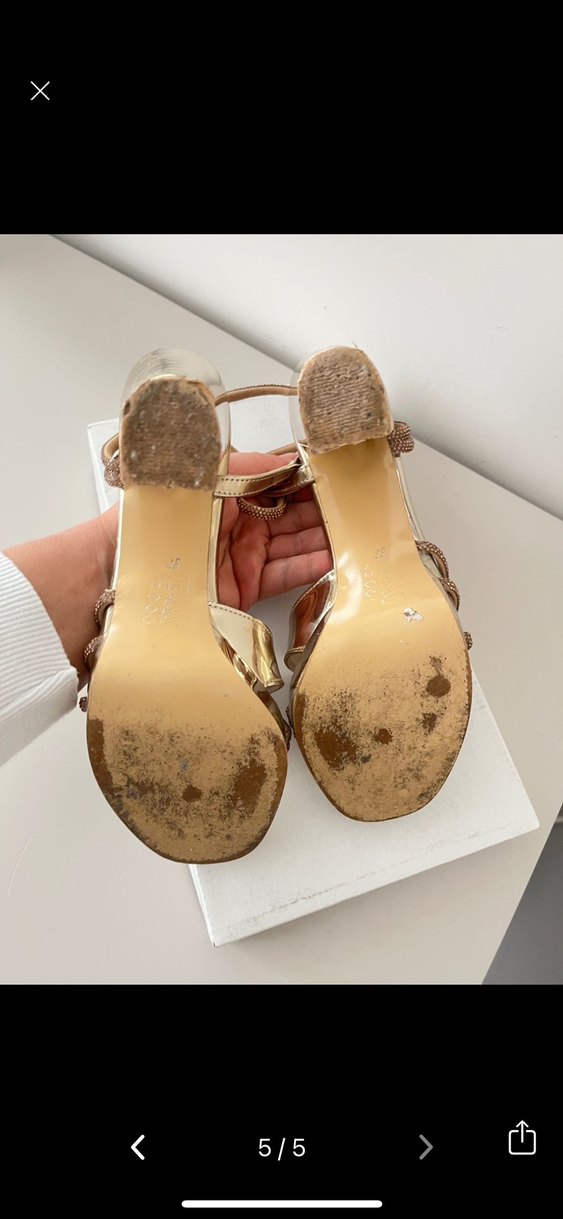 Altın Renkli Platform Topuklu Kadın Ayakkabı - Görsel 5