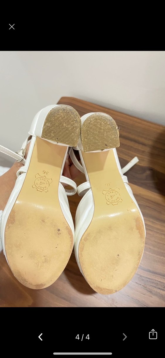 Beyaz Minimalist Blok Topuk Kadın Abiye Ayakkabı - Görsel 4