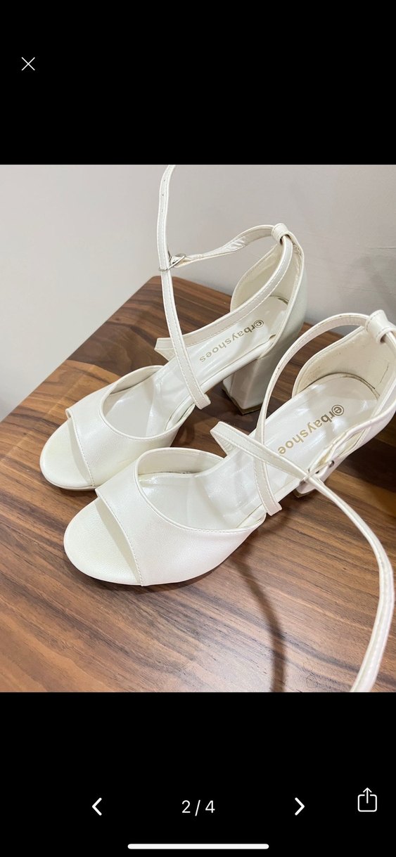 Beyaz Minimalist Blok Topuk Kadın Abiye Ayakkabı - Görsel 2