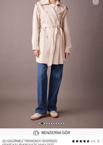 Bej Su Geçirmez Midi Trençkot - Görsel 2