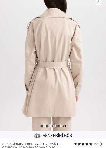 Bej Su Geçirmez Midi Trençkot - Görsel 5
