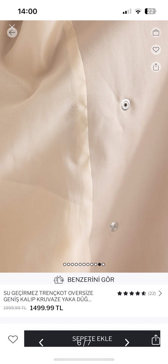 Bej Su Geçirmez Midi Trençkot - Görsel 4