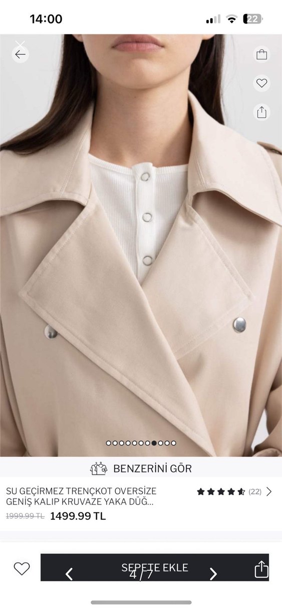 Bej Su Geçirmez Midi Trençkot - Görsel 3