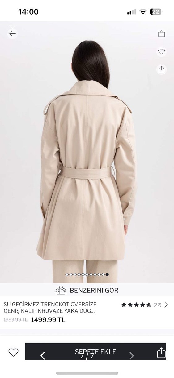 Bej Su Geçirmez Midi Trençkot - Görsel 5