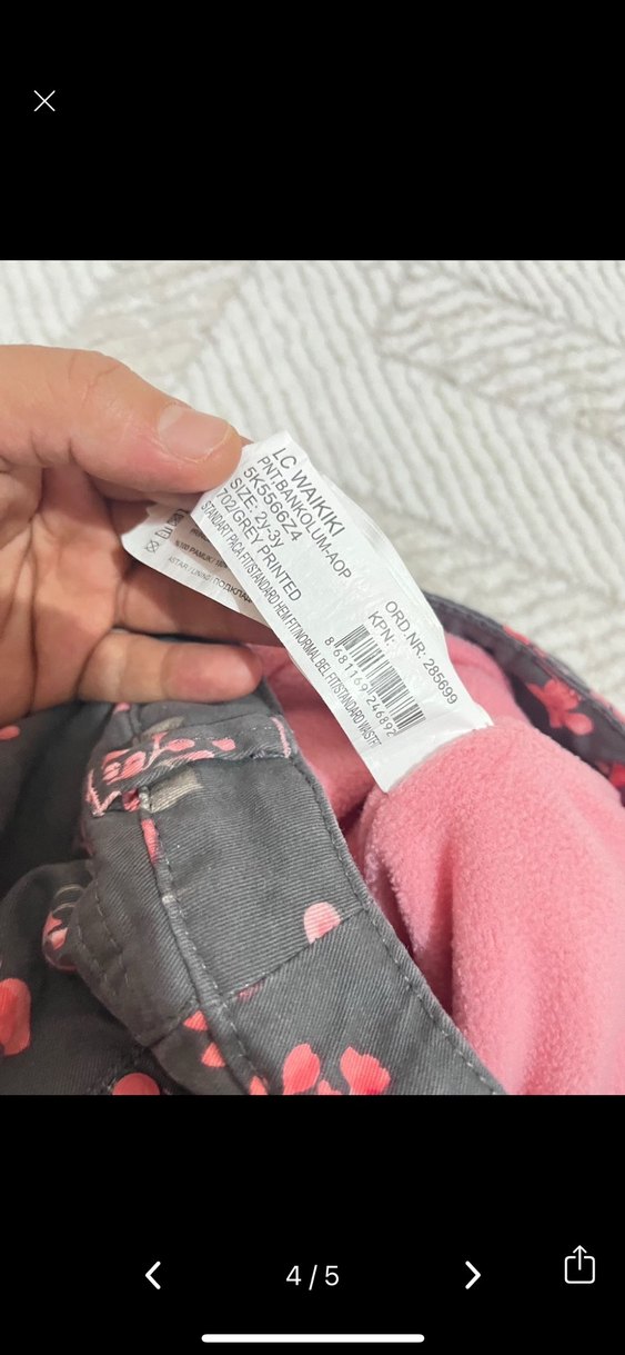 Çiçek Desenli Gri Kız Pantolonu - Görsel 3