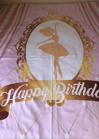 Pembe Baskılı Doğum Günü fon perde - Görsel 2