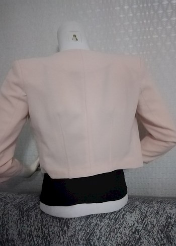 s Beden Pembe Mini Straplez Kadın Blazer