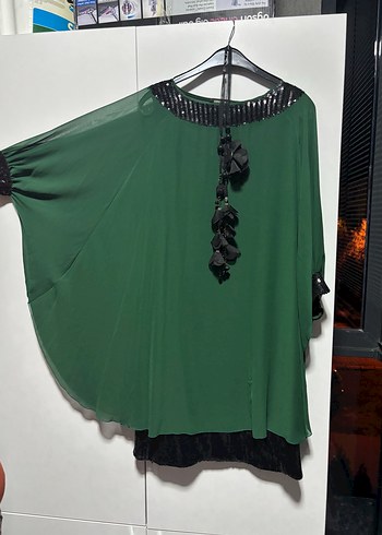 Yeşil Uzun Kollu Salaş Gotik Tunik - Görsel 3