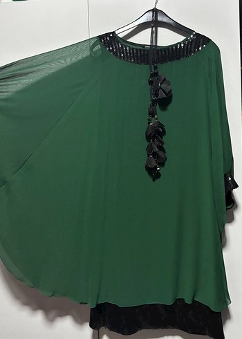 Yeşil Uzun Kollu Salaş Gotik Tunik - Görsel 5