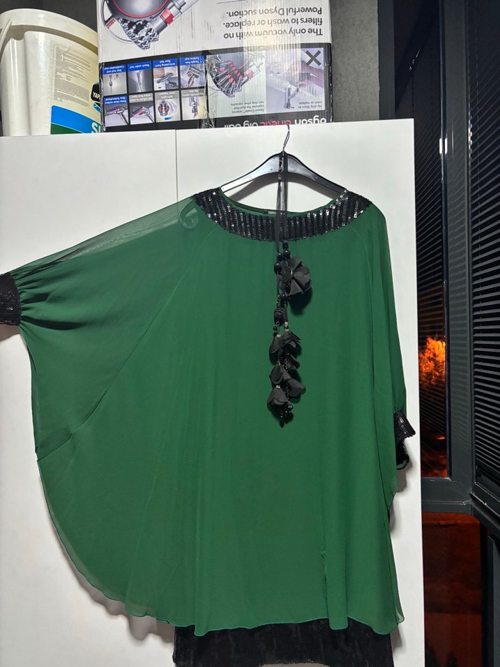 Yeşil Uzun Kollu Salaş Gotik Tunik - Görsel 4