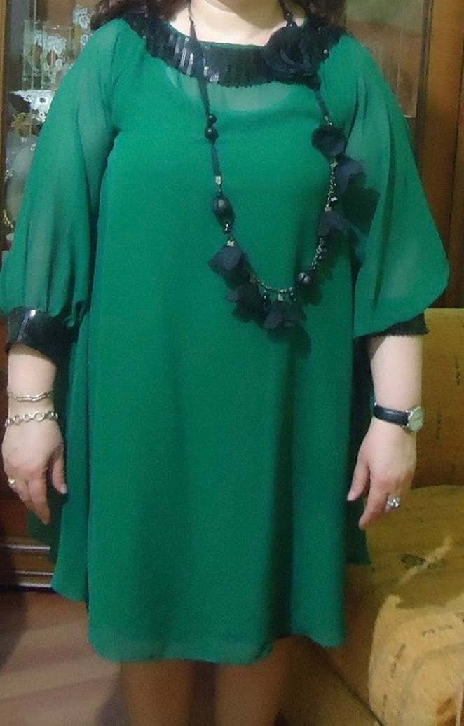 Yeşil Uzun Kollu Salaş Gotik Tunik - Görsel 2