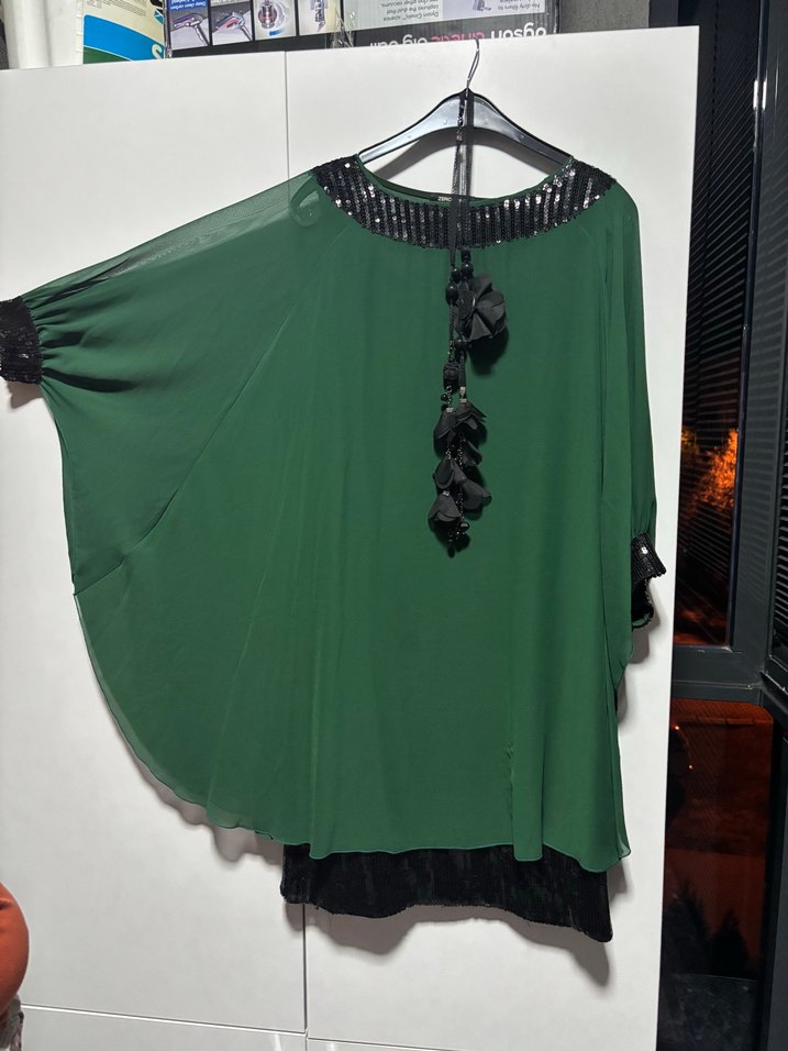 Yeşil Uzun Kollu Salaş Gotik Tunik - Görsel 3