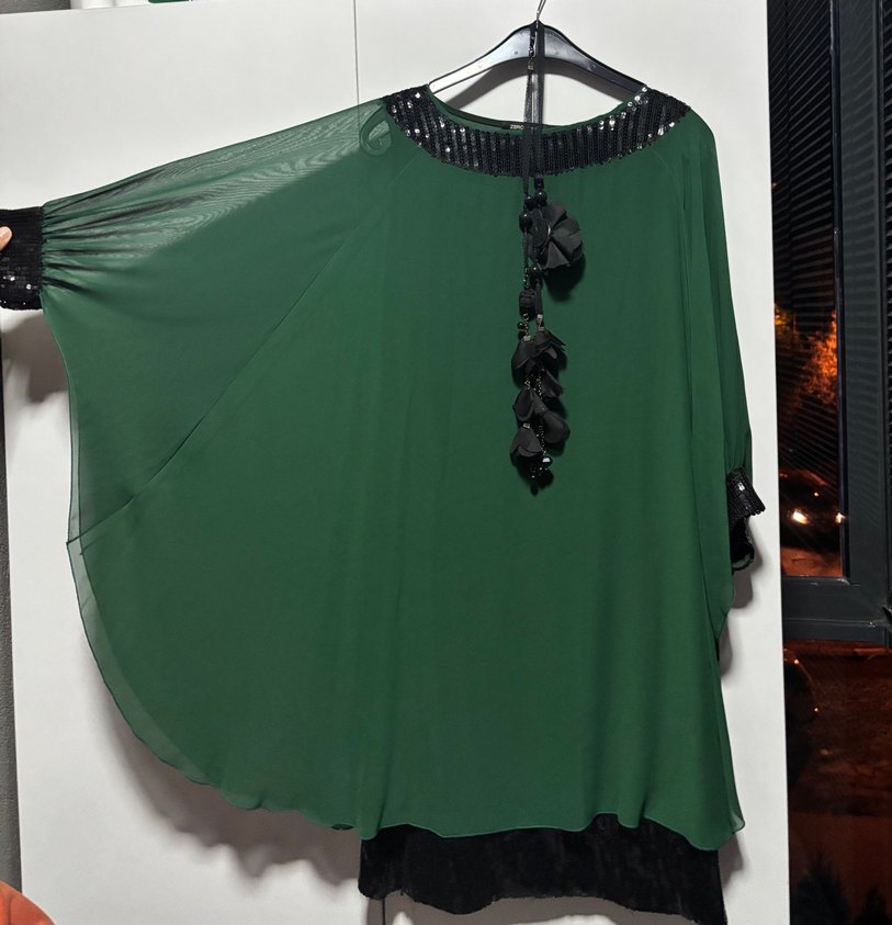 Yeşil Uzun Kollu Salaş Gotik Tunik - Görsel 5