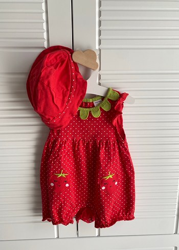 LC Waikiki Kız Bebek Kırmızı Fırfırlı Nakışlı Tulum