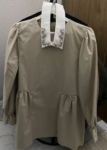 Düğmeli Bej Midi Tunik - Görsel 3