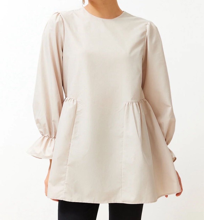 Düğmeli Bej Midi Tunik - Görsel 2