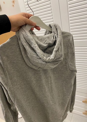 Gri NASA Baskılı Kapüşonlu Kadın Sweatshirt - Görsel 2