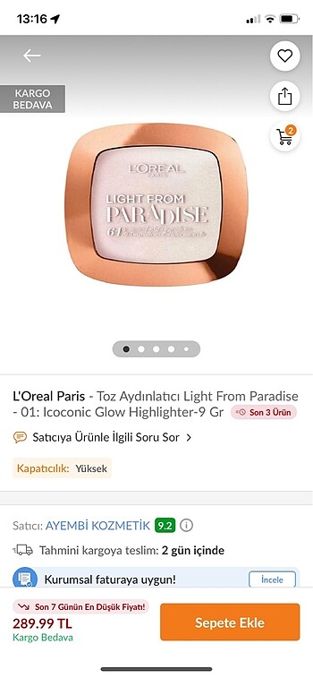 L'Oréal Paris L?Oreal aydınlatıcı yeni kullanılmadı SON FİYAT