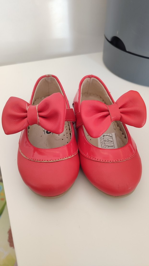 Kırmızı Fiyonklu Kız Çocuk Babet - Görsel 4