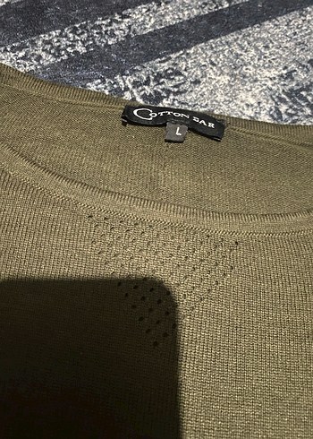 Kadın Haki Salaş Keten Uzun Kollu Kazak - Görsel 3