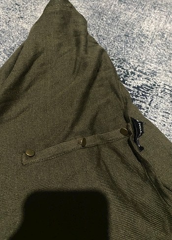 Kadın Haki Salaş Keten Uzun Kollu Kazak - Görsel 4