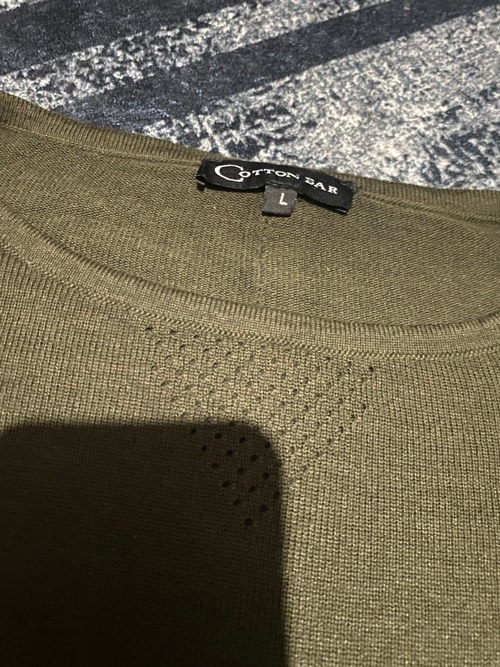 Kadın Haki Salaş Keten Uzun Kollu Kazak - Görsel 3